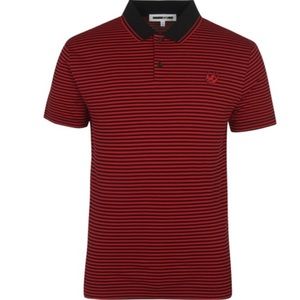 Alexander McQueen Red/Black Striped Polo Shirt XL